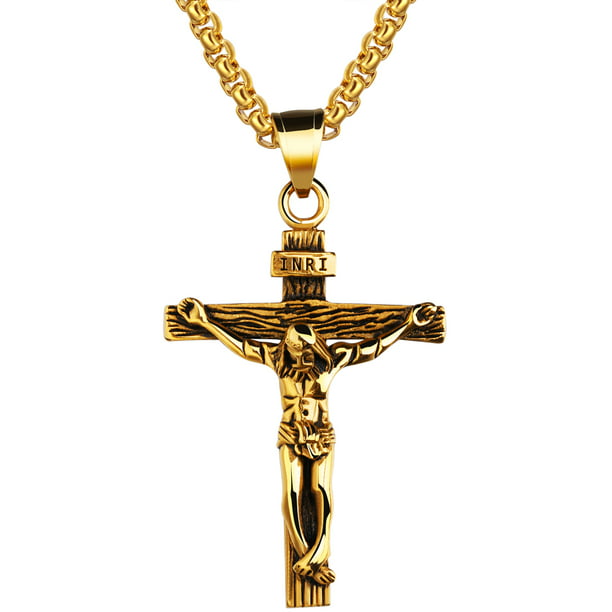 New design Rosary Rolo Necklace Stainless Steel Religous Crucifix Cross Pendant